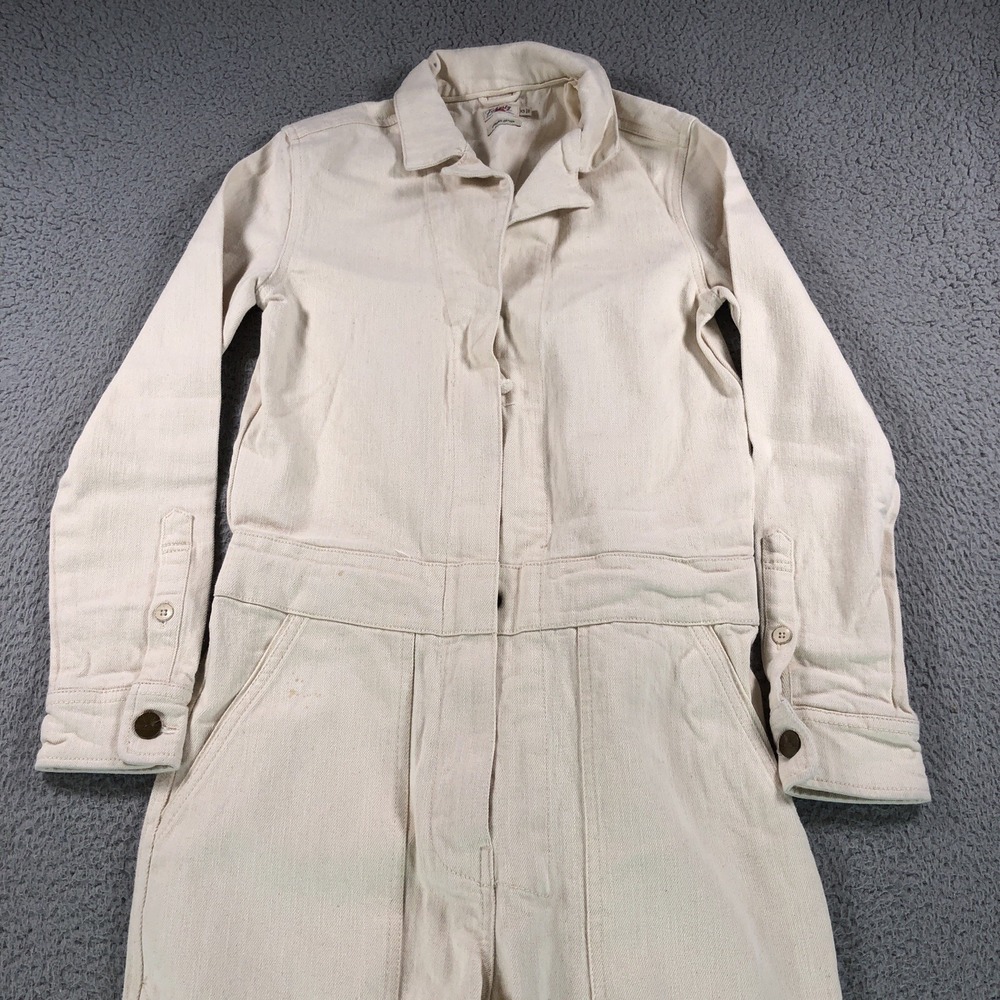 Faherty‎ Coverall Jumpsuit Womens XS Cream Overland Twill Utility Organic Cotton